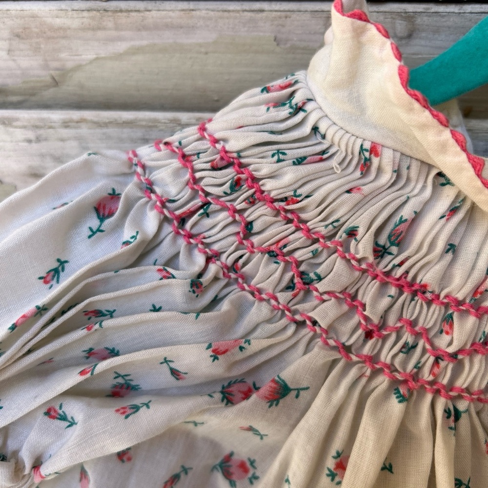 Saks Fifth Avenue Vintage Smocked Floral Dress Size 3 Months. - Picture 2 of 6